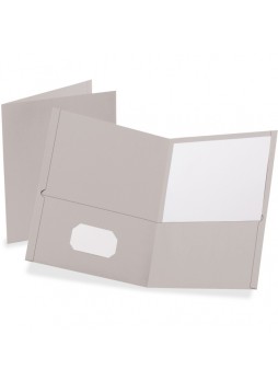 Letter - 8.50" Width x 11" Sheet Size - 100 Sheet Capacity - 2Internal Pockets - Leatherette Paper - Gray - Recycled - 25 / Box - oxf57505